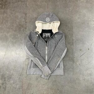 Lululemon Special Edition Detachable Buttons Sherpa Lined Grey Hoodie Size 6